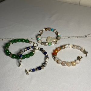 Four stone bead toggle bracelets